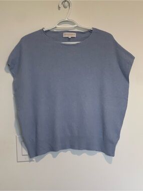 Bianca & Blu Wool cashmere cotton blend knit short sleeve sweater blue sz large